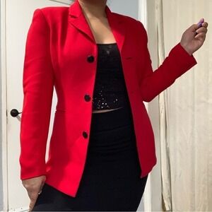Collectibles Petite Sophisticate Vtg Red Holiday Long Sleeve Christmas Blazer 2‎